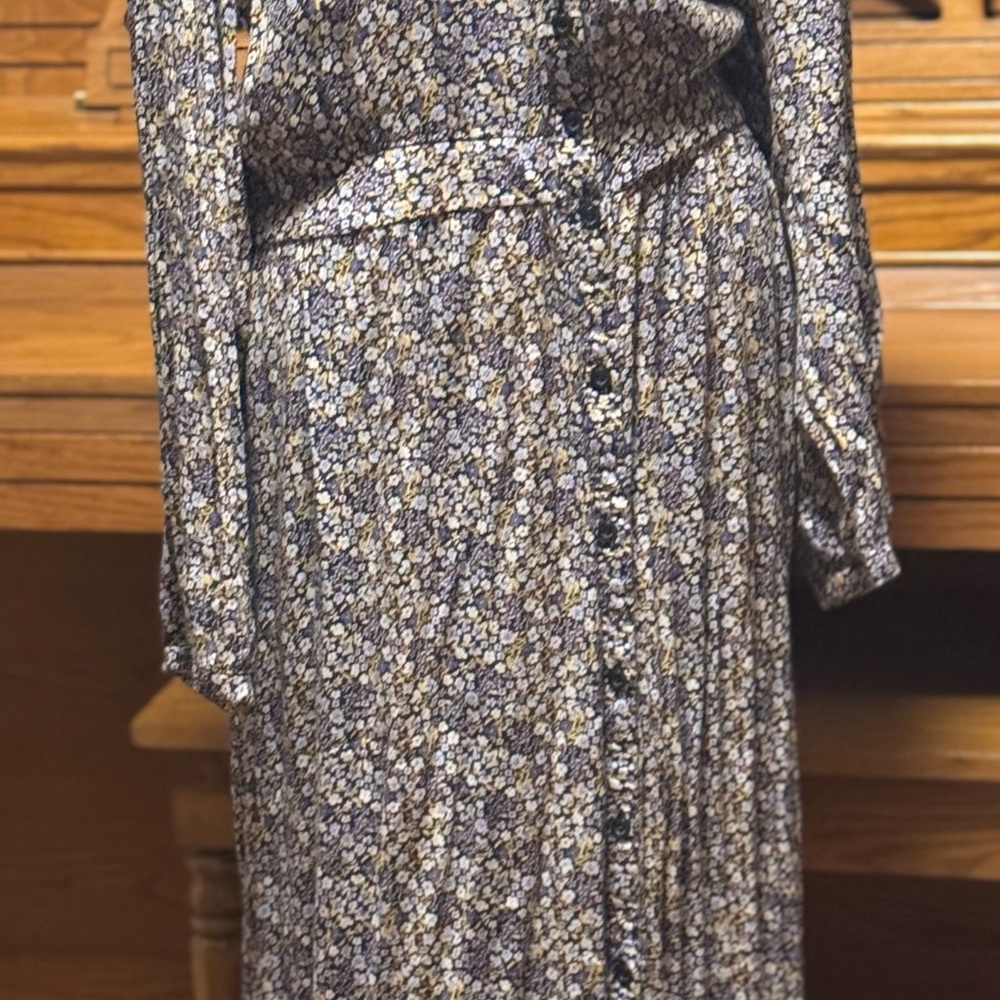 Chaps Navy Floral Long Sleeve Dress